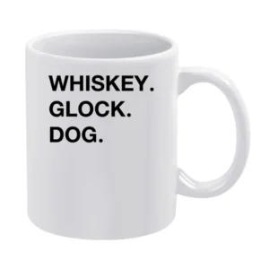 Whiskey Glock Dog Sans Serif White Mug