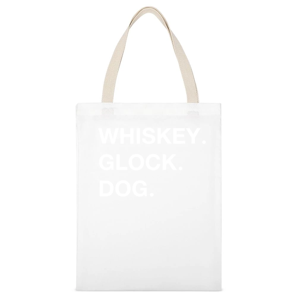 Whiskey Glock Dog Sans Serif White White Canvas Tote Shopping Bag