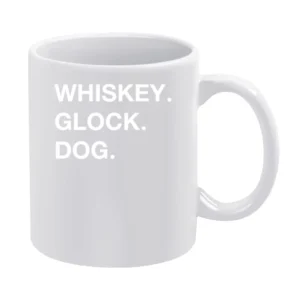 Whiskey Glock Dog Sans Serif White White Mug