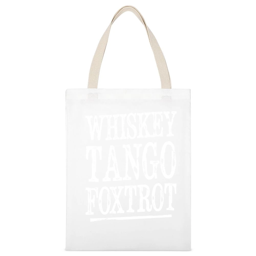 Whiskey Tango Foxtrot Funny WTF NATO Phonetic Alphabet White Canvas Tote Shopping Bag