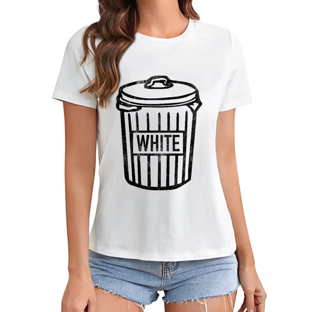White Trash Can Funny Vintage Style Distressed Graphic Garbage Can T S Asian Size Women Ladies T-shirt