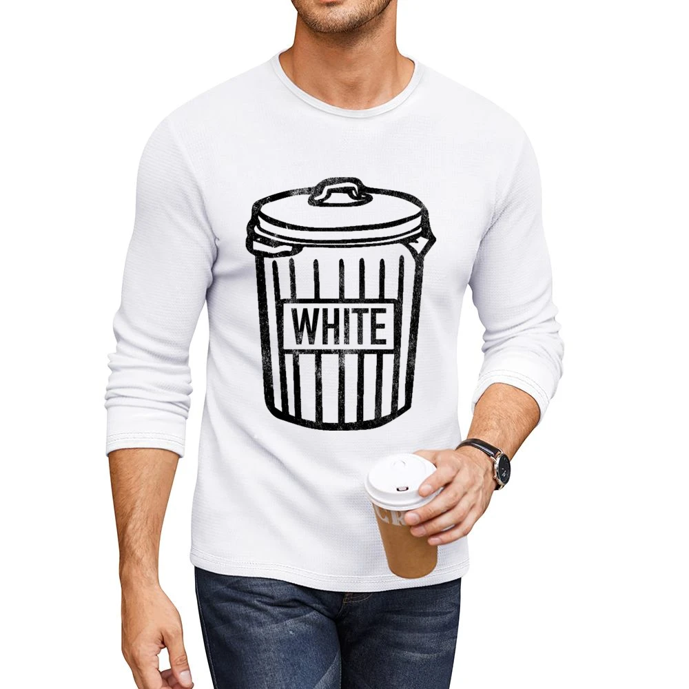 White Trash Can Funny Vintage Style Distressed Graphic Garbage Can T S Men CrewNeck Long Sleeve T-Shirt