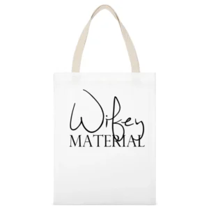 Wifey Material Fun Cool Popular Graphic Married Tee Shirt White Canvas Tote Shopping Bag
