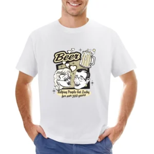 Woman And Man With Beer Helping People Get Lucky For Over 300 Years T Asian Size Men T-Shirt