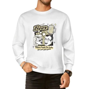 Woman And Man With Beer Helping People Get Lucky For Over 300 Years T European Size Pullover Sweater