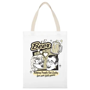 Woman And Man With Beer Helping People Get Lucky For Over 300 Years T White Canvas Tote Shopping Bag