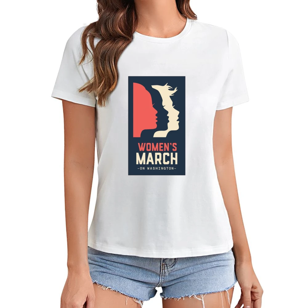Womans March on Washington blue Tshirt Asian Size Women Ladies T-shirt