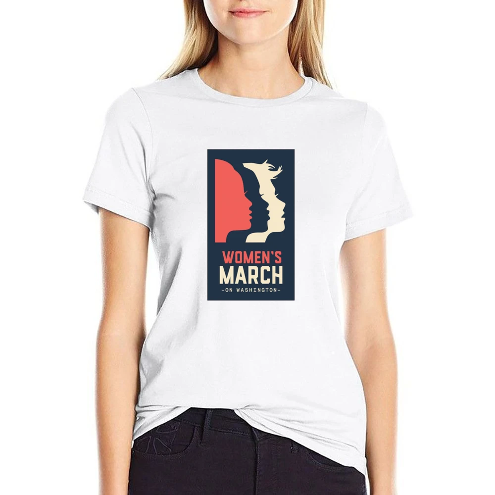 Womans March on Washington blue Tshirt US Size Women Ladies T-shirt