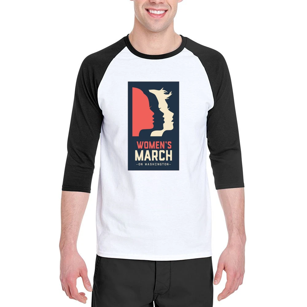 Womans March on Washington white Tshirt Men 3/4 Sleeve T-Shirt