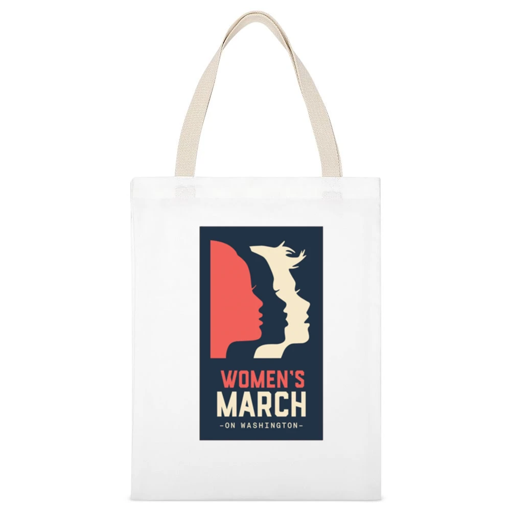 Womans March on Washington white Tshirt White Canvas Tote Shopping Bag