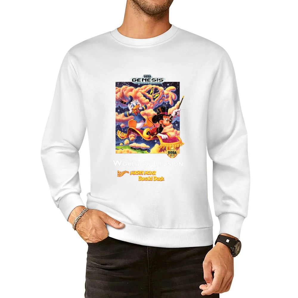 World Of Illusions Mickey Donald Sega Genesis Old School Retro Video G European Size Pullover Sweater