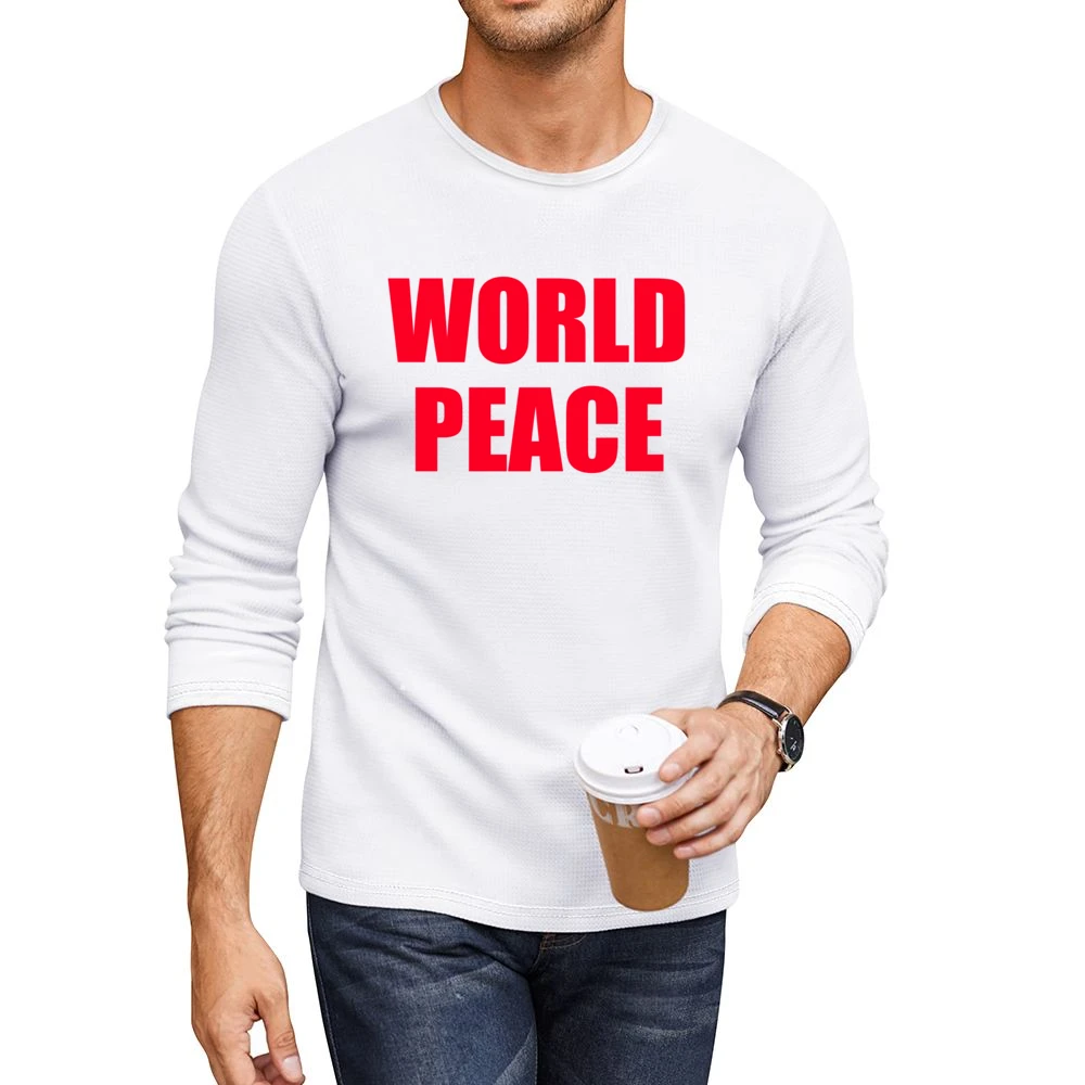 World Peace Popular Miley Cyrus Celebrity Graphic TShirt Men CrewNeck Long Sleeve T-Shirt