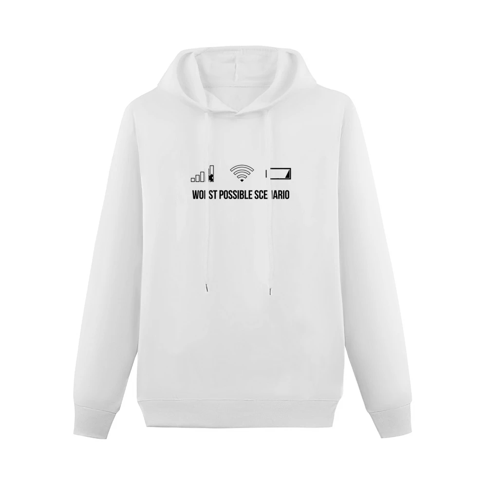 Worst Possible Scenario Funny Cellphone Service WiFi Connection Low Ba Men Hoodie Without Pocket