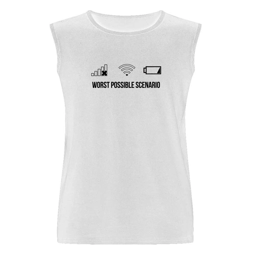 Worst Possible Scenario Funny Cellphone Service WiFi Connection Low Ba Men Sleeveless T-Shirt