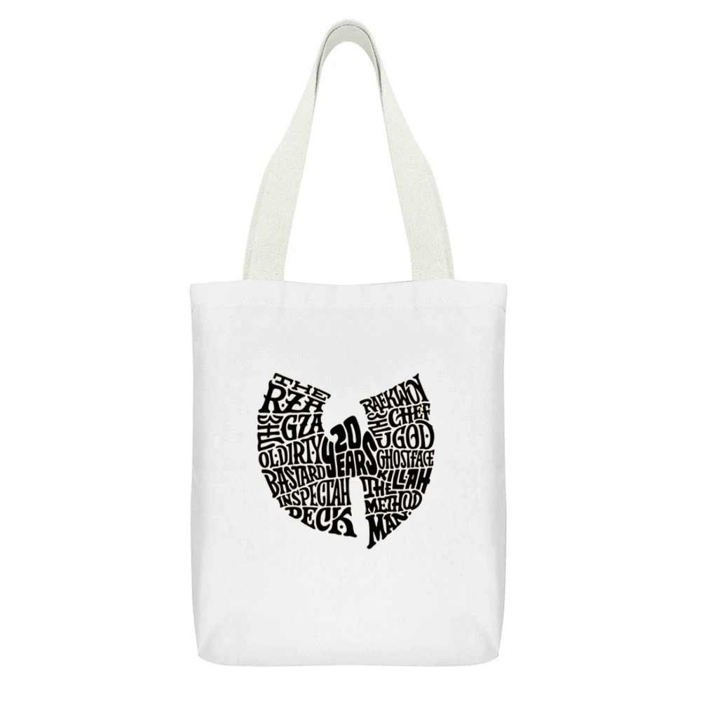 Wu Tang Clan 20 Year Tshirt White Canvas Tote Shopping Bag With Interior Pocket
