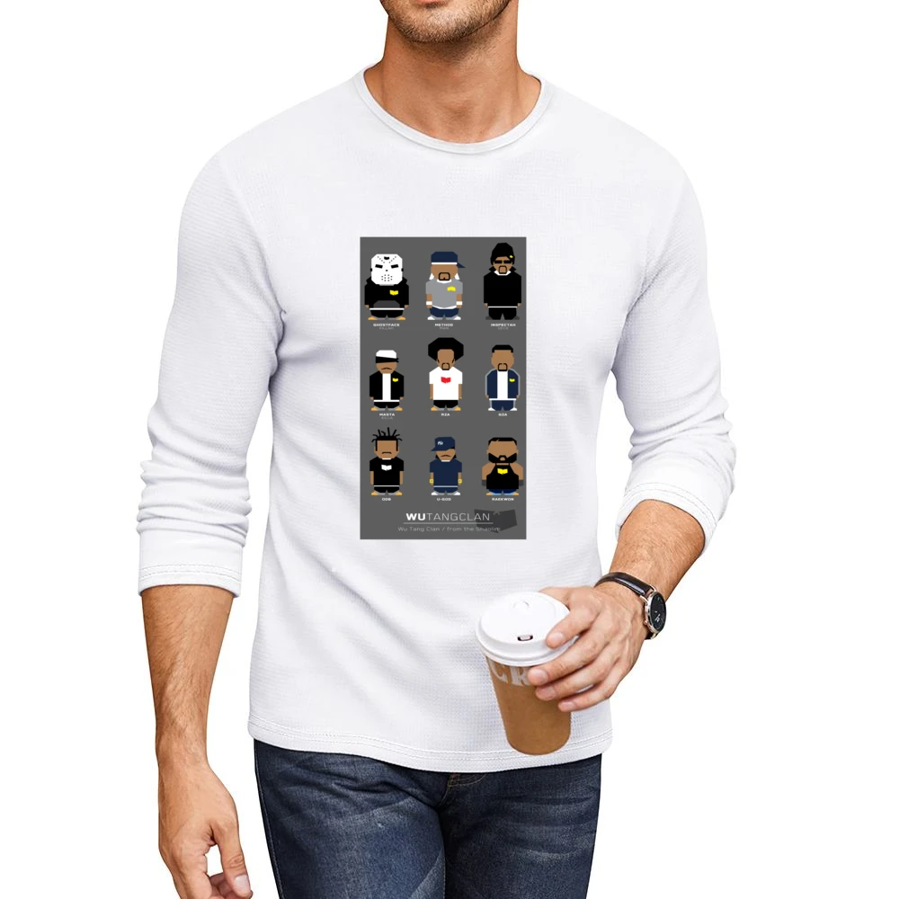 Wu Tang Clan Cartoon Tshirt Men CrewNeck Long Sleeve T-Shirt