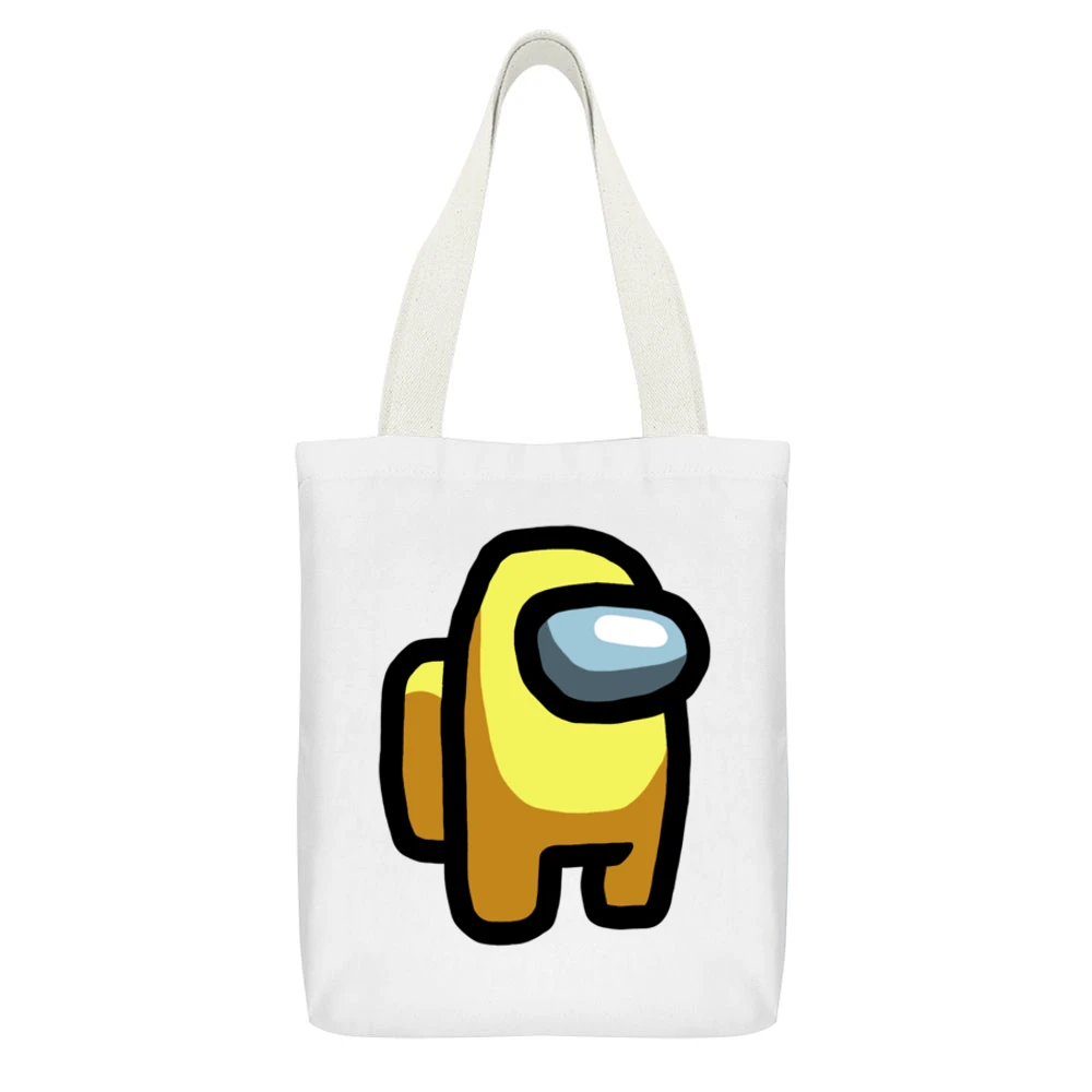 Yellow Suspect Fun Video Game Fan White Canvas Tote Shopping Bag With Interior Pocket