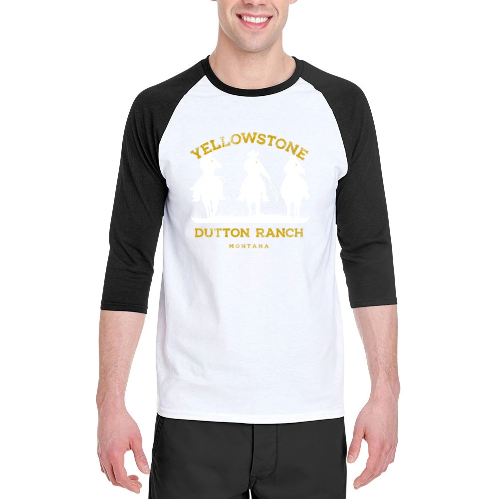 Yellowstone Dutton Ranch Montana Vintage Style Cowboy Men 3/4 Sleeve T-Shirt