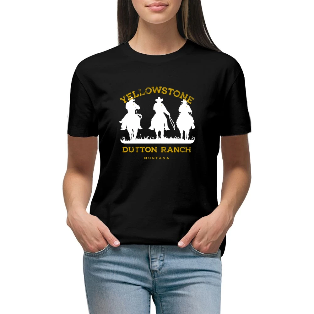 Yellowstone Dutton Ranch Montana Vintage Style Cowboy Premium Women Ladies T-shirt