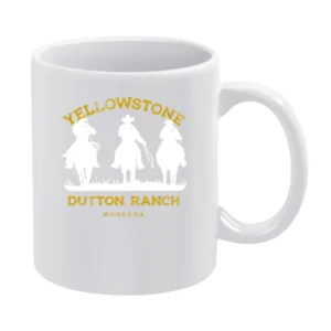 Yellowstone Dutton Ranch Montana Vintage Style Cowboy White Mug