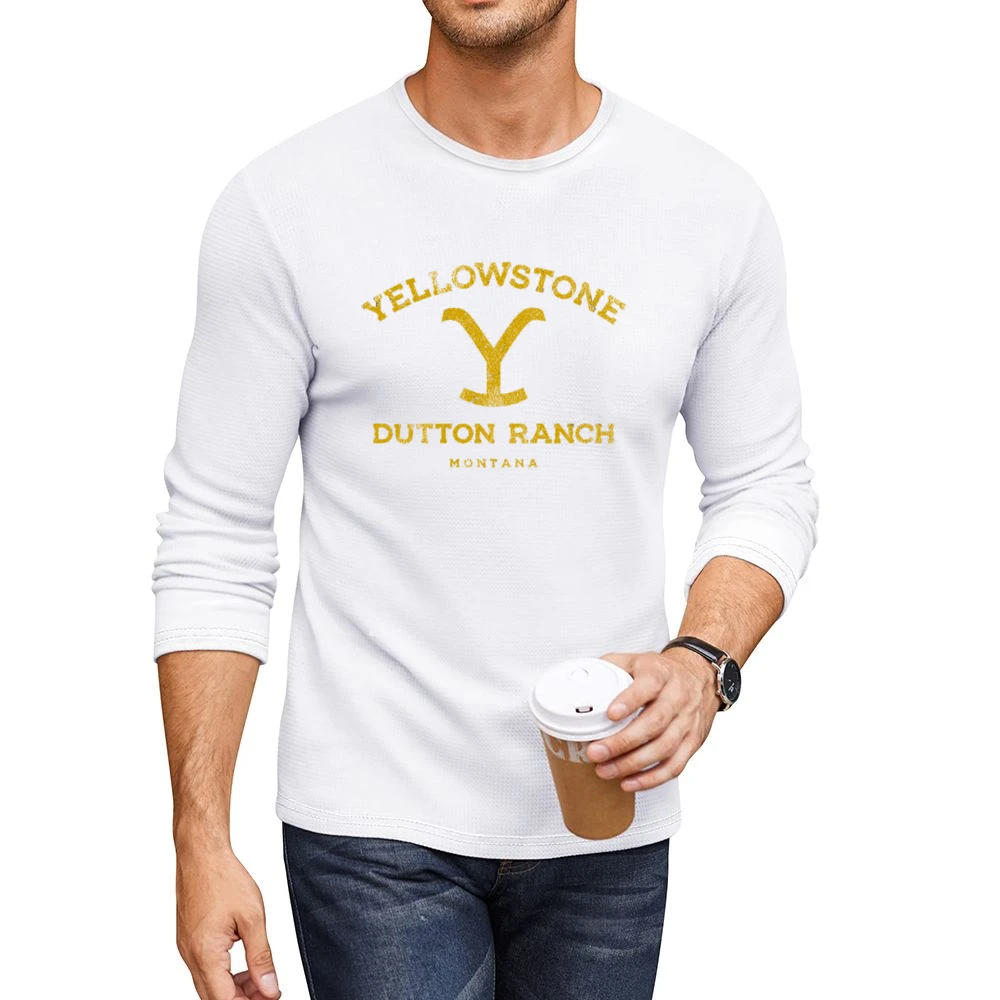 Yellowstone Dutton Ranch Show Montana Vintage Style Men CrewNeck Long Sleeve T-Shirt