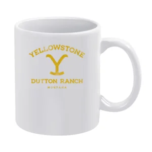 Yellowstone Dutton Ranch Show Montana Vintage Style White Mug