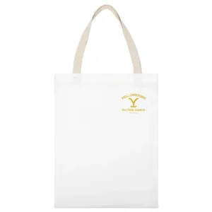 Yellowstone Dutton Ranch Vintage Style Logo White Canvas Tote Shopping Bag