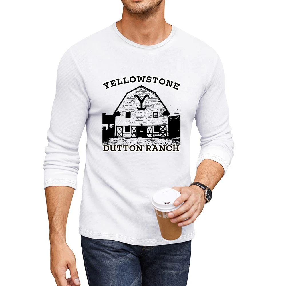 Yellowstone Show Dutton Ranch Vintage Style Barn Men CrewNeck Long Sleeve T-Shirt