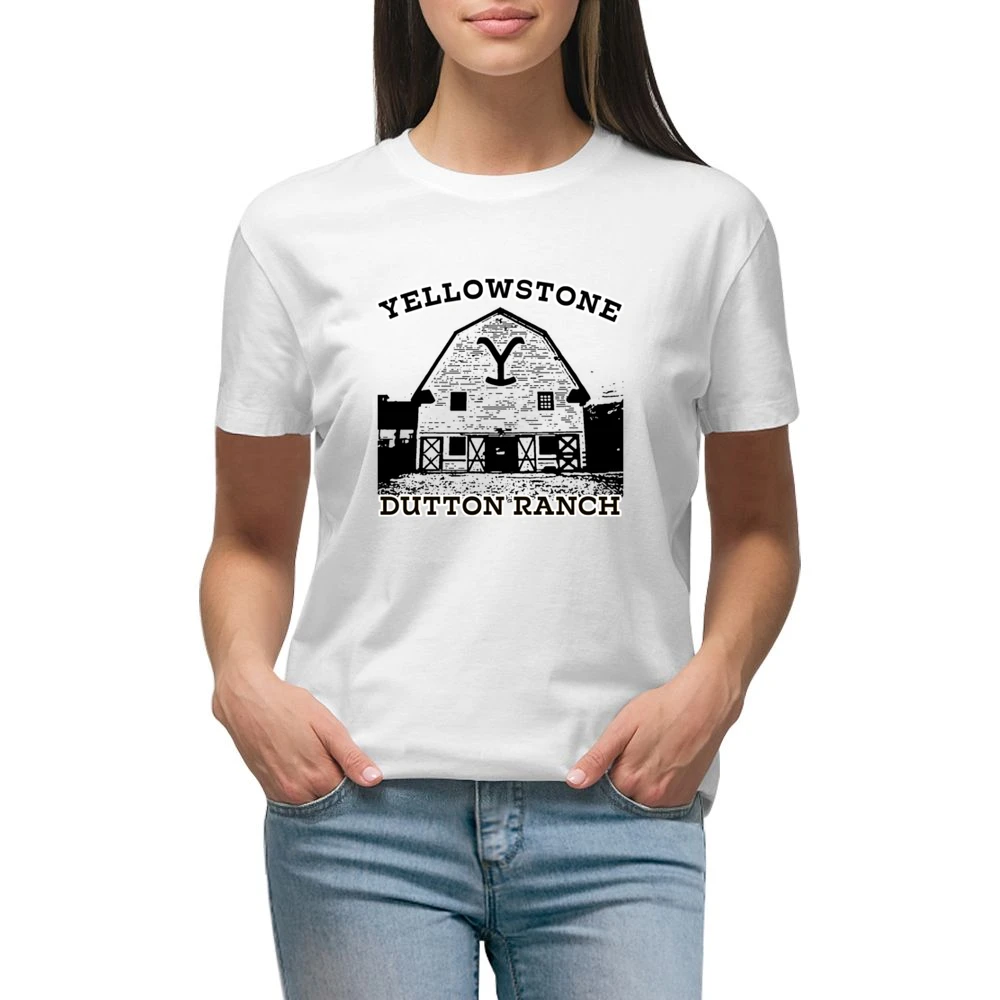 Yellowstone Show Dutton Ranch Vintage Style Barn Premium Women Ladies T-shirt