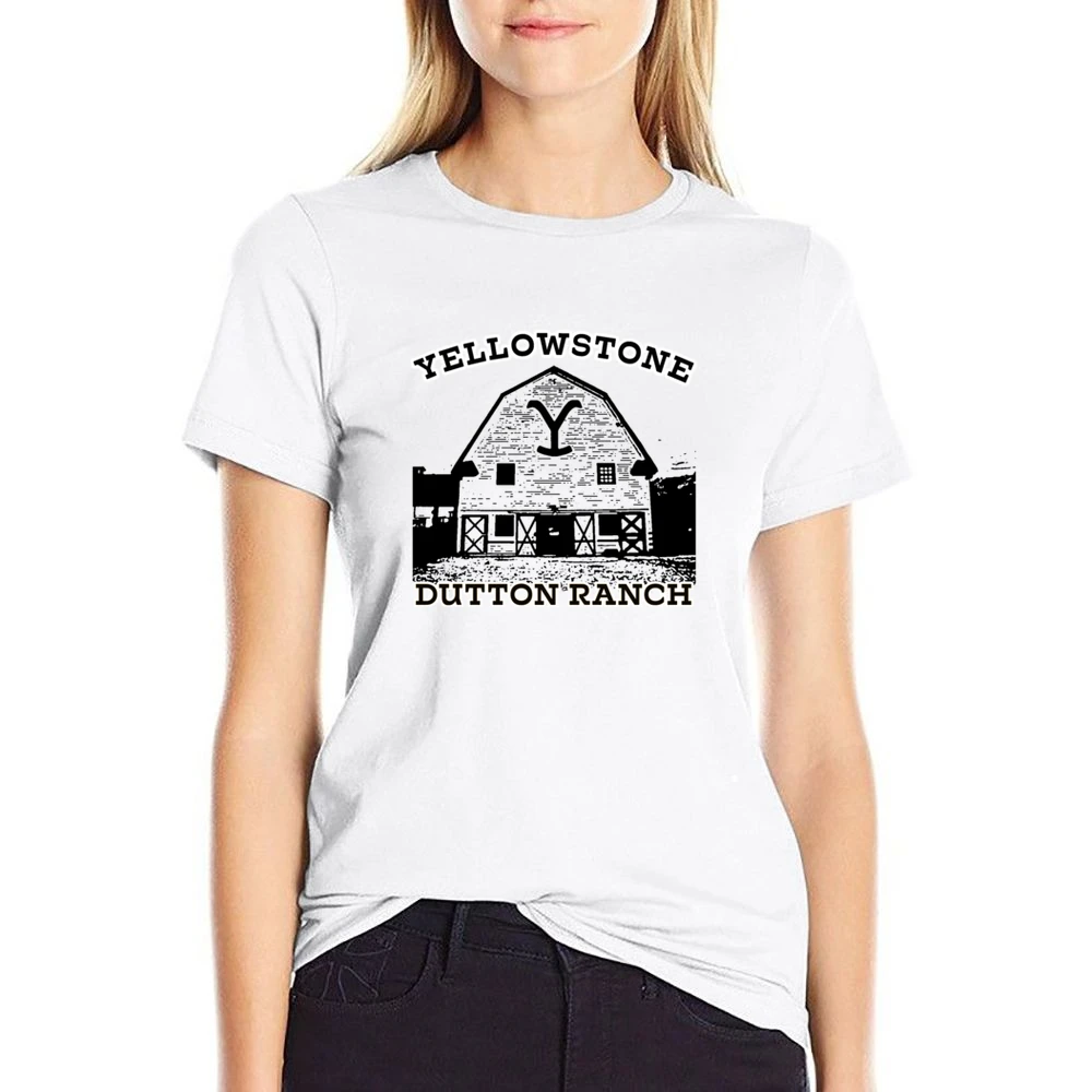 Yellowstone Show Dutton Ranch Vintage Style Barn US Size Women Ladies T-shirt