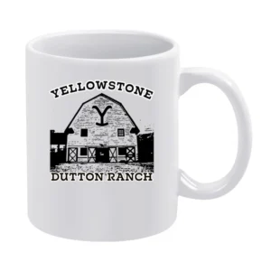 Yellowstone Show Dutton Ranch Vintage Style Barn White Mug