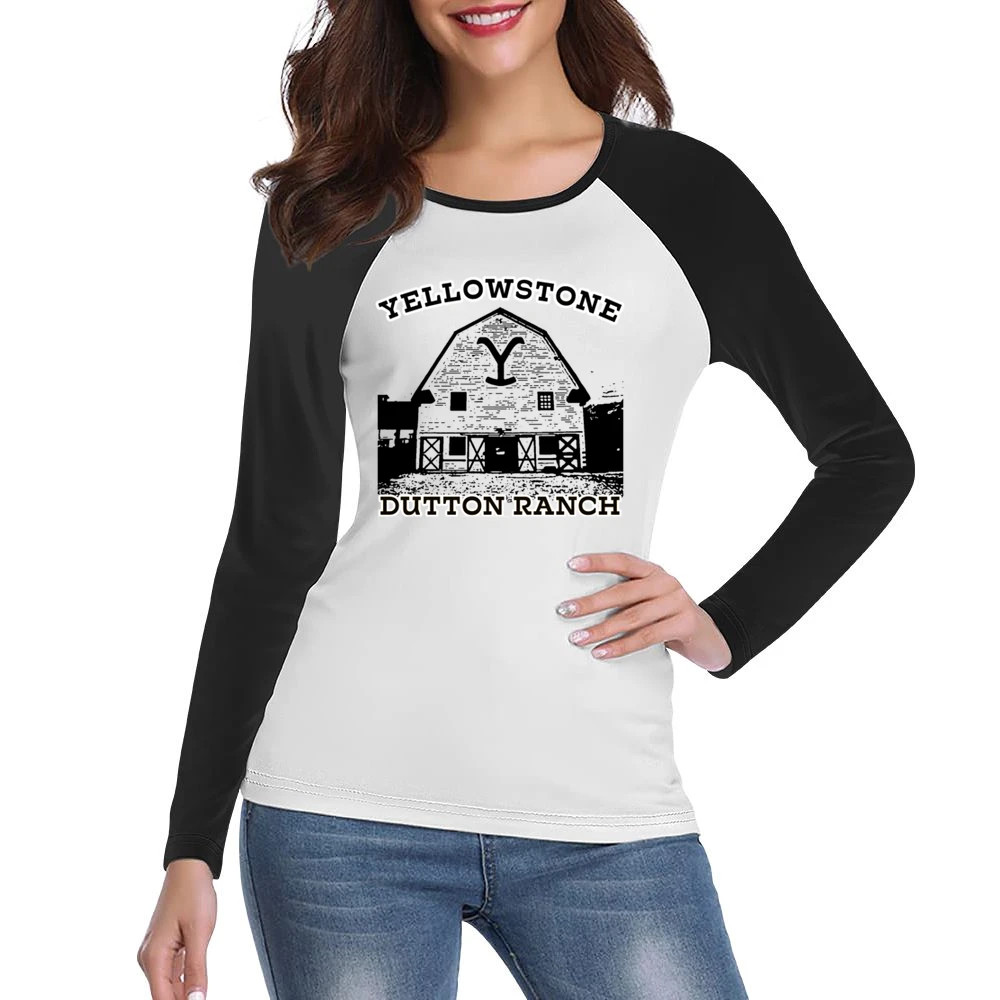 Yellowstone Show Dutton Ranch Vintage Style Barn Women Ladies Long Sleeve T-Shirt