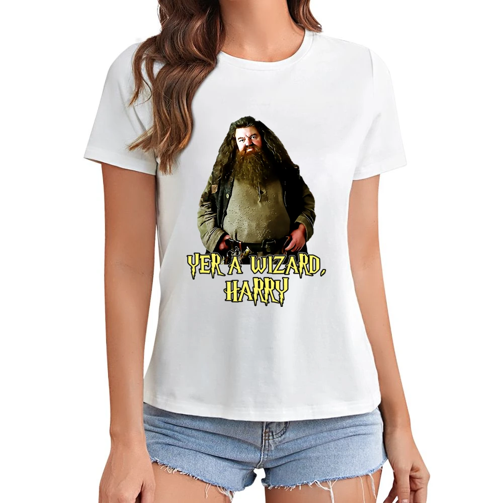 Yer A Wizard Harry Robbie Coltrane Hagrid Quote White Asian Size Women Ladies T-shirt