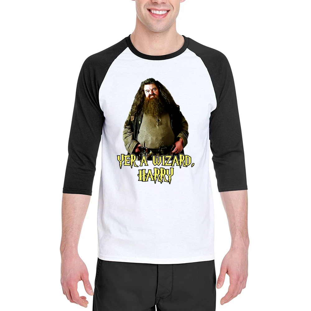 Yer A Wizard Harry Robbie Coltrane Hagrid Quote White Men 3/4 Sleeve T-Shirt