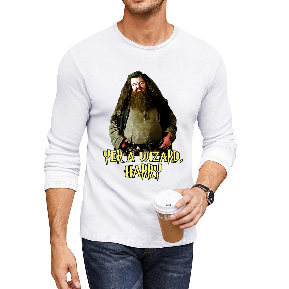Yer A Wizard Harry Robbie Coltrane Hagrid Quote White Men CrewNeck Long Sleeve T-Shirt