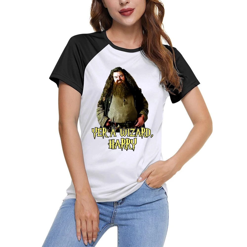 Yer A Wizard Harry Robbie Coltrane Hagrid Quote White Women Ladies Short Sleeve T-Shirt