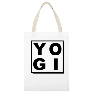 Yogi Fun Spiritual Yoga Lover Graphic White Canvas Tote Shopping Bag