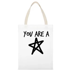 You Are A Star Fun Graphic White Canvas Tote Shopping Bag