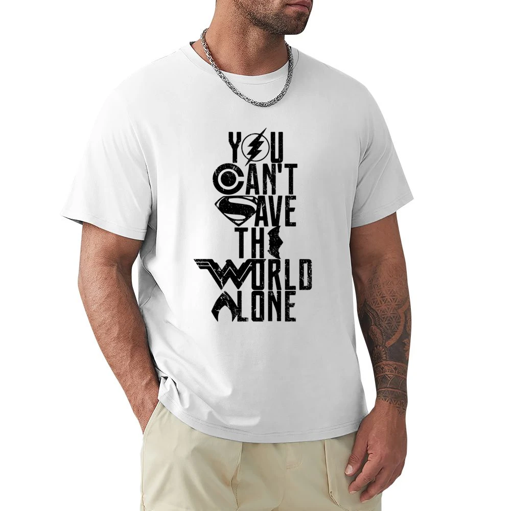 You Can't Save The World Alone Justice League Movie Poster White T Shi Premium Men T-shirt