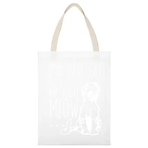 You Have Cat To Be Kitten Me Right Meow Funny Pun Graphic White Canvas Tote Shopping Bag