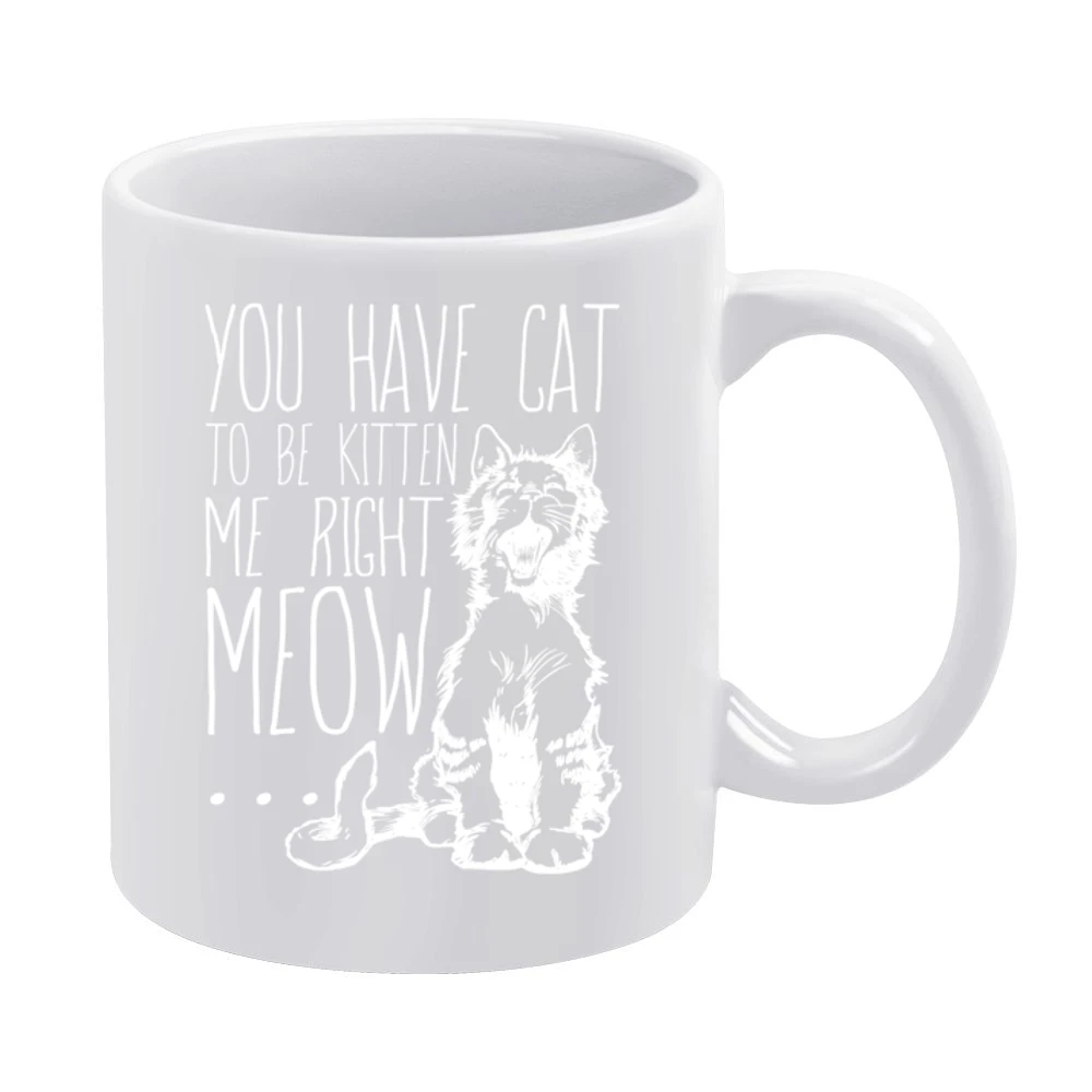 You Have Cat To Be Kitten Me Right Meow Funny Pun Graphic White Mug
