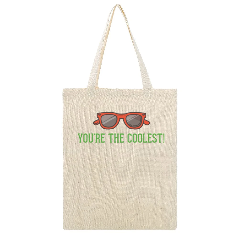 Youe are the coolest Beige Canvas Tote Shopping Bag