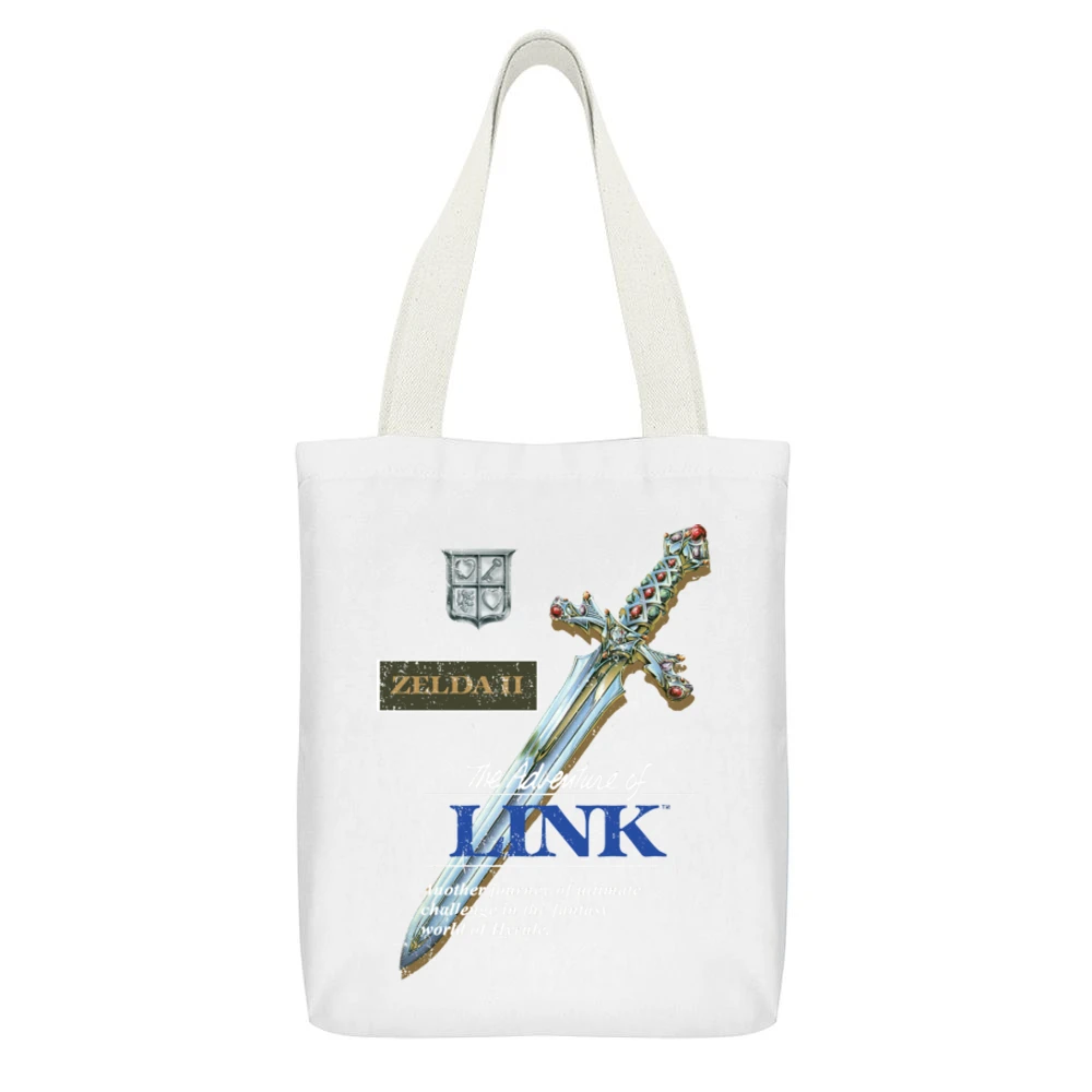 Zelda 2 Adventures Of Link Nes Nintendo Old School Retro Video Game Fa White Canvas Tote Shopping Bag With Interior Pocket