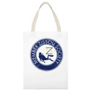 Zissou Society Member Life Aquatics Wes Anderson Comedy Movie Fan Vint White Canvas Tote Shopping Bag