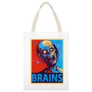 Zombie Brains tshirt White Canvas Tote Shopping Bag