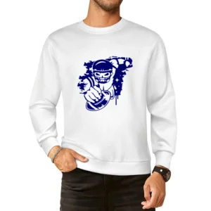 a football player with a football helmet and ball in the graffiti styl European Size Pullover Sweater