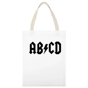 ab cd parody ac-dc black text White Canvas Tote Shopping Bag
