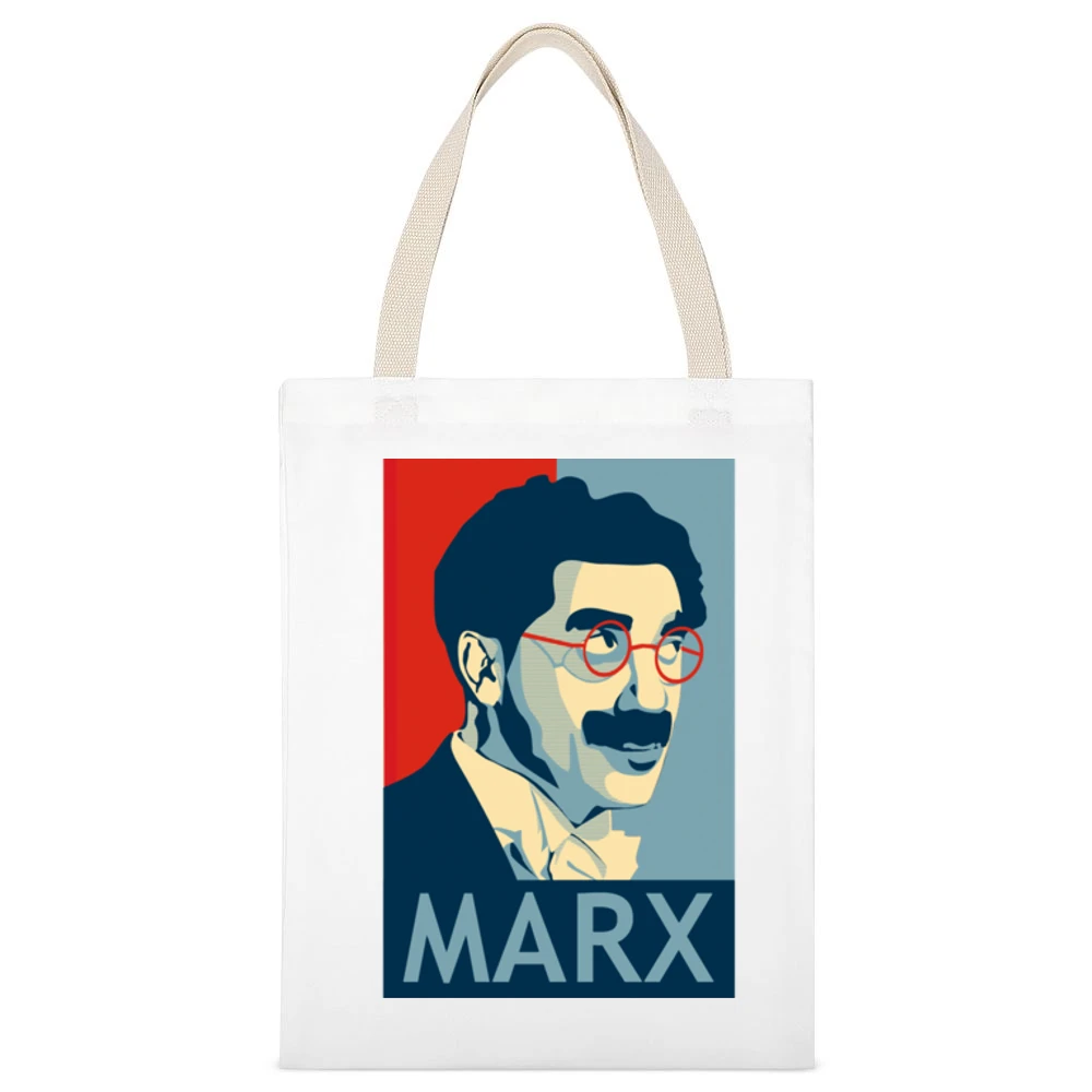 bear White Canvas Tote Shopping Bag