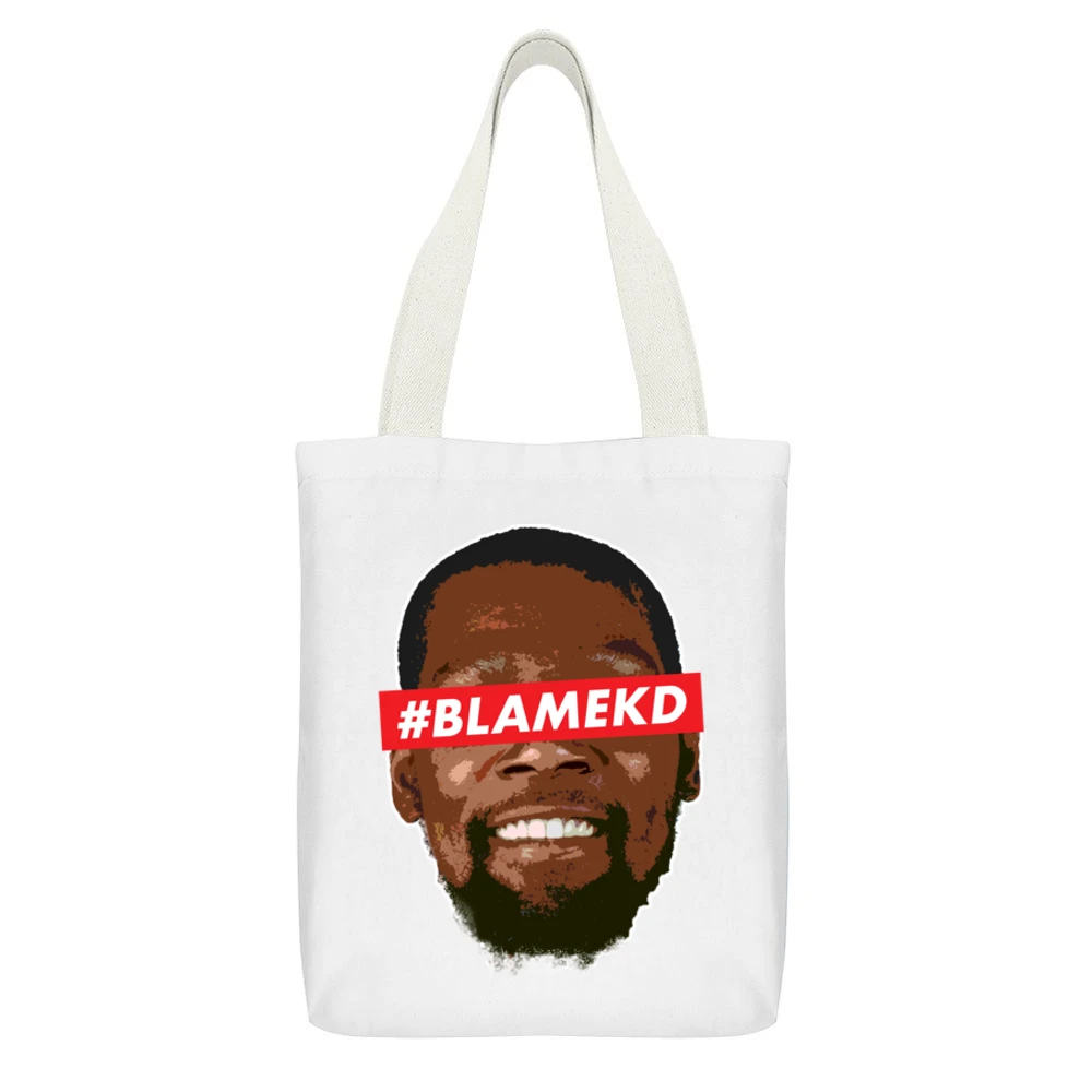 #blamekd Kevin Durant White Canvas Tote Shopping Bag With Interior Pocket
