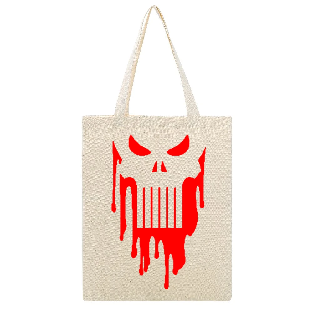 bloody pubhiser skull Beige Canvas Tote Shopping Bag